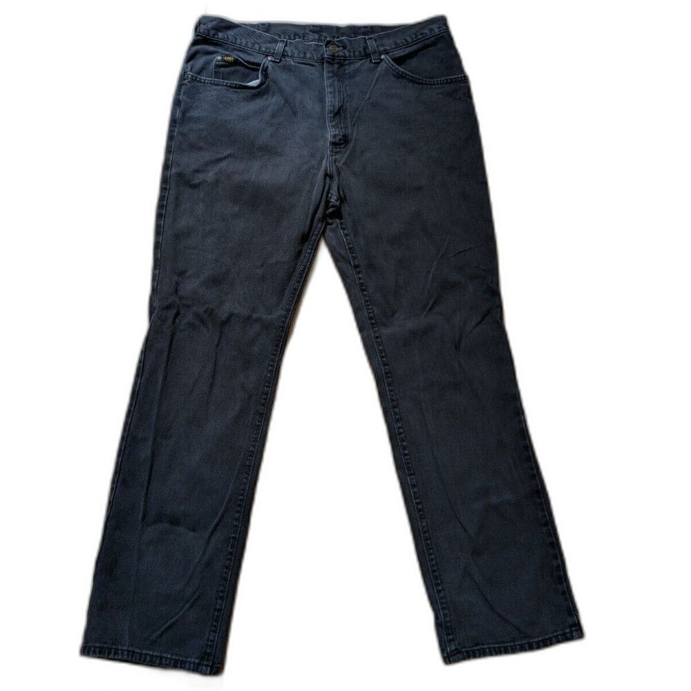 VTG Lee Black Straight Leg Jeans 38x32 (36x30) Faded 100% Cotton 90s Y2K 2008909